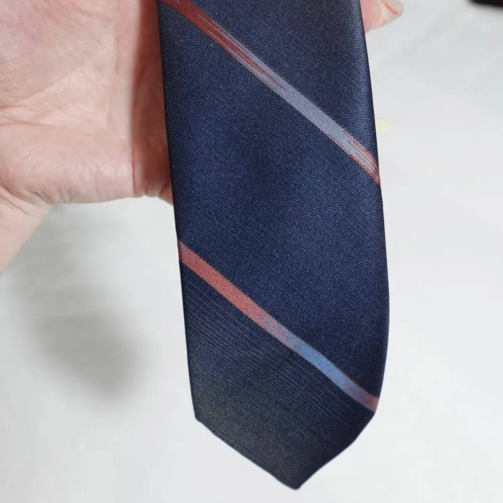 Vintage Mark of California Striped Neck Tie Navy Blue Red Gradient 55 in L Short